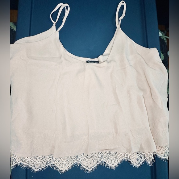 ShineStar Pink Spaghetti Strap Crop Top Shirt Lace Underlay Cami ~ X-Large - Picture 7 of 10
